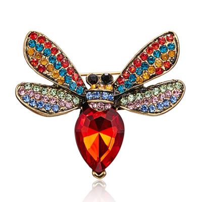 China LWB30206 ALLOY Personality Party Insect Bee Glass Brooches Shiny Rhinestone Coat Accessories Full Pin Jewelry For Women for sale