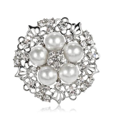 China LWB30200 Elegant Engagement Charm Wedding Party Bridal Silver Flower Crown Pearl Brooches Pins Jewelry For Women for sale