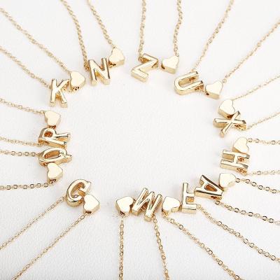 China Fashion LWB40735 TRENDY Thin Gold Plated Lady Jewelry Charm Heart 26 Chain Letter Choker Initial Pendant Necklace For Women for sale