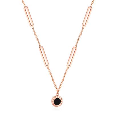 China Women's CLASSIC Blue Rose Gold Chain 316L Stainless Steel Zircon Evil Eyes Pendants Necklace LWB40571 for sale