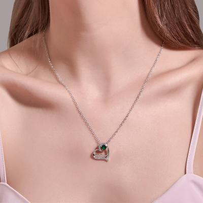 China New Design LWB40475 Temperament Mother's Day Gift Heart Trendy Mom Zircon Clavicle Chain Pendant Necklace for sale