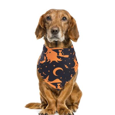 China New Design Custom Printed Halloween Pet Polyester Pattern Triangle Scarf Dog Stocked Bandana for sale