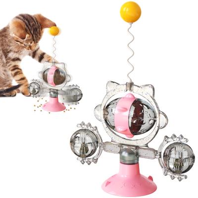 China 59 Viable Cat Rolling Wheels Suction Cup Food Eat Rotate Rotate Cat Pet Play Lucky Toy for sale