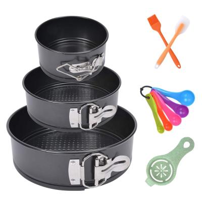 China 3PCS Non-Stick Viable Round Shape Carbon Steel Cake Mold Springform Pan Set Of Cake Pans For Baking With Tools for sale