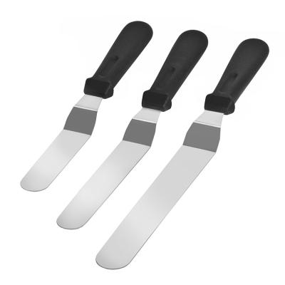 China Sustainable Kitchen Instruments 6 Inch 8 Inch 10 Inch Decorating Angled Stainless Steel Cake Icing Spatula Set Of 3 for sale