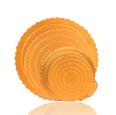 China Factory direct sale cake workable gold base 4/6/8/10 inch square/thick gold tray round hard paper cushion for sale