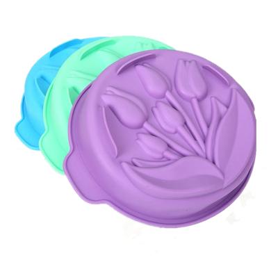 China Viable Mold Silicone Cake Tulip Baking Molds Flower Mold Tray for sale