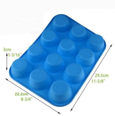 China Non Stick Viable 12 Cup Cupcake Silicone Baking Pan Silicone Muffin Mold Cake Maker for sale