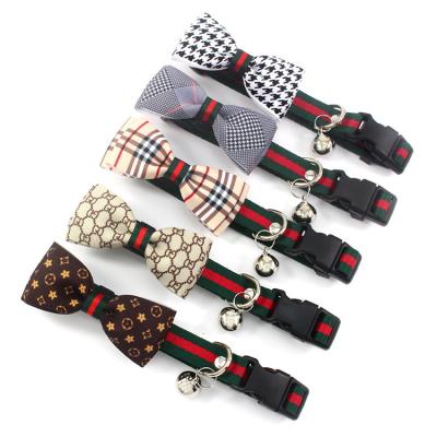 China Luxury Designers Personalized Custom Bow Dog Collars With Bell for sale