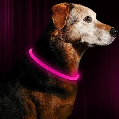 China Custom LED Lights Collar Battery Charging Pet Supplies Colorful Dog Collar PVC for sale