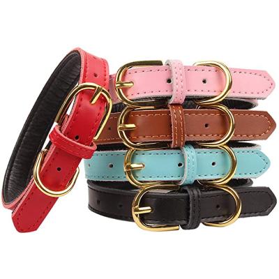 China Custom Personalized Pet Collars Soft Neckless Pet Collar Metal Leather Buckle for sale