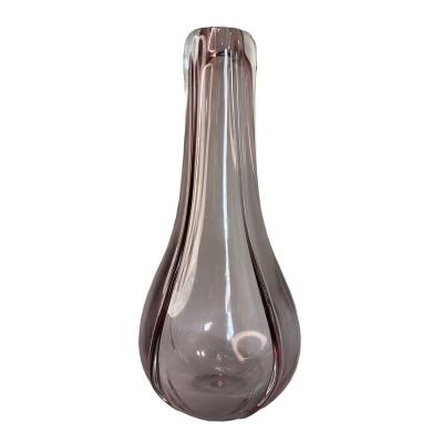 China Family Decorate Made In China Crystal Flower Vases 2021 Lavender Glass Transparent Vase Home Decorative Vase For Wedding for sale