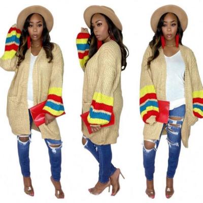 China 2021 Breathable high quality ladies fall winter clothing multi color sweater cardigan long for woman for sale