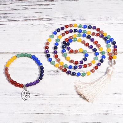 China Fashion 6mm CLASSIC natural stone 7 chakra bracelet hand necklace jewelry set mala 108 for women for sale