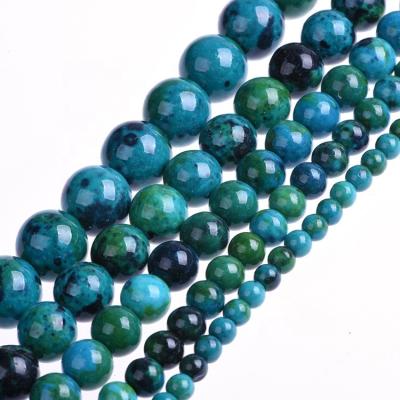 China High Quality Natural Smooth Stone Full Strand Gemstone Chrysocolla Phoenix Mala Beads 8mm for sale