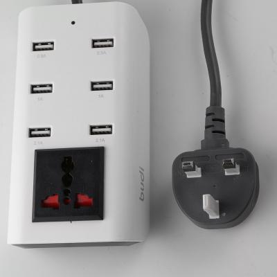 China High speed new product 6 port multi usb wall charger with 1 general UK plug for all budi smart devices have stock OEM ODM for sale