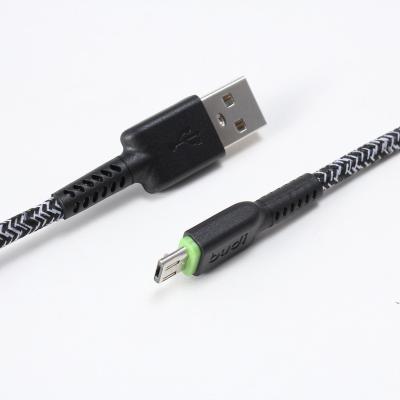 China Mobile Phone Types Budi 2m Micro To USB Charge / Sync Nylon Braided Cable Can Pass Current 2.4A , Fast Speed ​​Charging Cable for sale