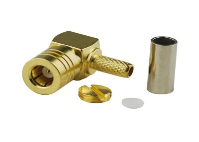 China Gold überzogener SMB-Stecker-Verbindungsstück-rechtwinkliger 90 Grad-Sockel-Adapter für Kabel RG316 zu verkaufen