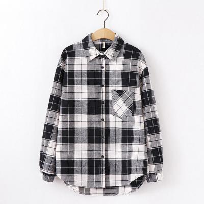 China Fashion QUICK DRY Daily Blouse All-match Chic Shirt Women Sheath Long Plus Size Plaid Shirt for sale