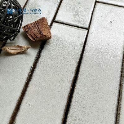 China Parquet New Style White Long Strip Porcelain Mosaic Tiles Ceramic Mosaic For Kitchen Backsplash Wall for sale