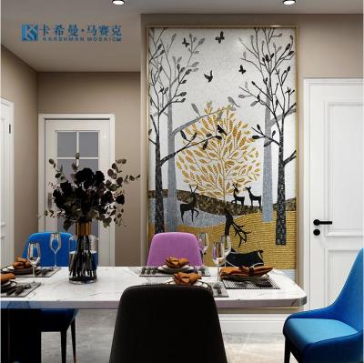 China Modern Wholesale Handmade Art Mural Mosaic Decorative Tiles Ice Jade Porcelain Jade Mosaic Painting Background Wall for sale