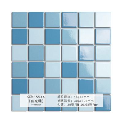 China Parquet Ceramic mosaic high quality tricolor blue waterproof and non slip ceramic mosaic for sale