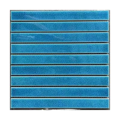 China Modern Ceramic mosaic 30*300MM Kahiman Ceramic Blue green Ceramic mosaic for sale