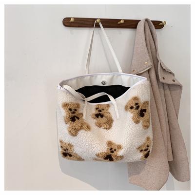 China Fashion Dongguan Factory ODM Beige Casual School Bag Teddy Bear Tote Bags For Girls for sale