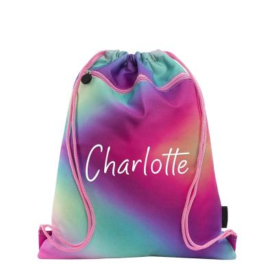 China Waterproof Personalized 2019 Kids Drawstring Bag With Pocket PE Bag Football Gym School Zippered Swimming Drawstring Bag for sale