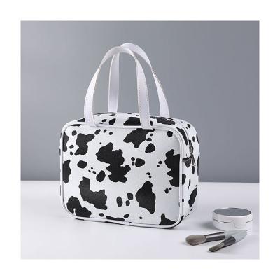 China PU Cosmetic Bag Fashion Milk Pattern Portable Folding Cosmetic Bag Travel Storage Storage Bag for sale