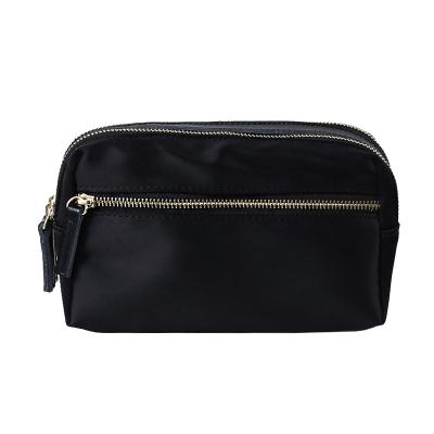 China Black PU 3 Compartments Clutch Storage Bag Cosmetic Dacron Bag for sale