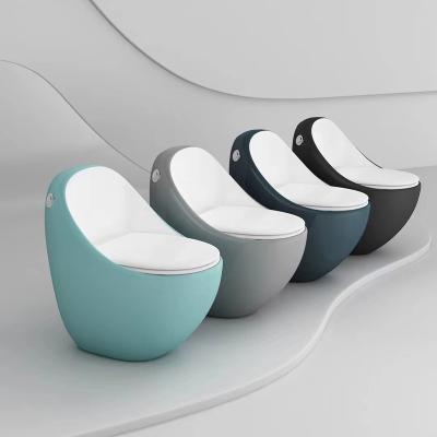 China Modern Double-Flow Sanitary Ware Round Shaped Ceramic Color Bathroom Siphonic S Trap Toilet WC for sale