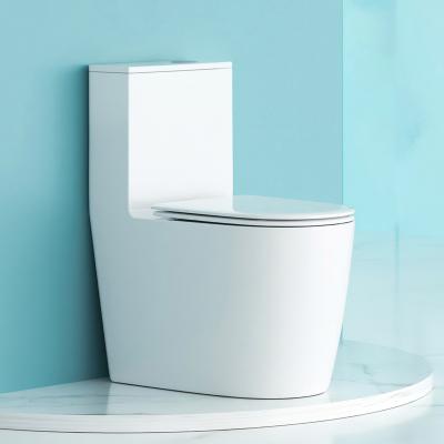 China Double-Flow Siphonic S Trap Ceramic One Piece WC Lavatory Bathroom Toilets for sale