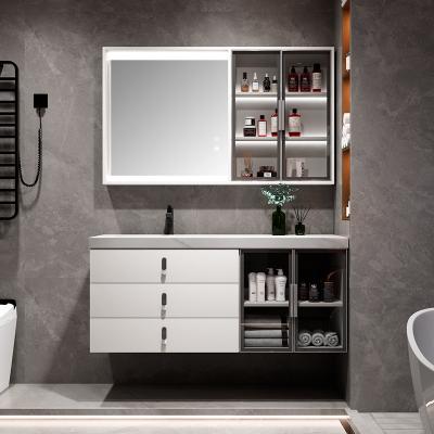 China Contemporary Drawer Design Slate Plywood Countertops Smart Mirror Cabinet Wall Mounted Bathroom Vanity for sale