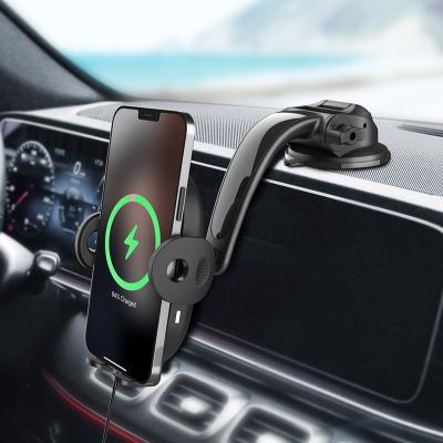 China 15W Adjustable Fast Magnetic Wireless Charging Car Dash Mount Phone Holder Magnet Car Phone Holder Mobile Phone Holder for sale