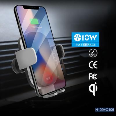 China Taiworld In1 Induction 10W Qi Charger Air Vent Mobile Phone Holder 3 Adjustable Infrared Fast Wireless Charger 2022 for sale