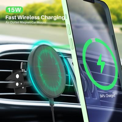 China Free Sample OK Adjustable Magnetic Car Mount Phone Holder Wireless Charging Wireless Charger with N52 Neodymium Magnets Car Air Mount for sale