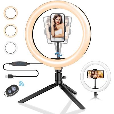 China Tripod Design Universal 10 Inch Popular Desktop LED Selfie Ring Light Photography Video With Tripod Stand For Makeup for sale