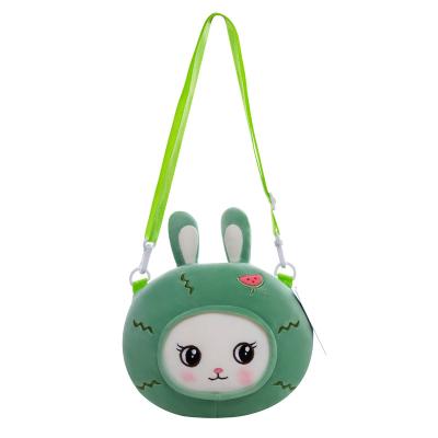 China Fasion Custom Design Soft Rabbit Stuffed Animals Cartoon Toys Calf Plush Toy Bag Kids Straddle Shoulder Bag for sale