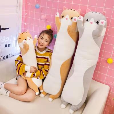 China Long Cat Plush Pillow Birthday Gift Long Elastic Soft Skin-Friendly Washable Cute Cat Toy Long Home Decoration Stuffed Plush Doll for sale