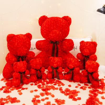 China New Fasion 2021 Trending Valentines Day Gifts Artificial Flower Rose Bear Wedding Rose Teddy Bear Diamond Bear Christmas Gift for sale