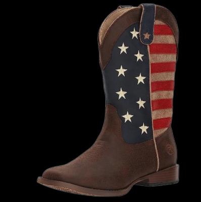 China Light Weight Leather Child American Patriot Western Boot for sale