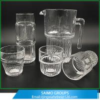 China  Glass Set of 4 ice Water Jar Drinking Water Glass Jar With Tumbler Te koop