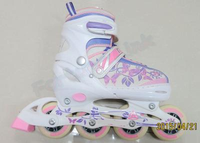 China Los patines de hielo blancos de las muchachas de los niños de la seguridad/4 ruedan el equipo en línea del patinaje de velocidad en venta