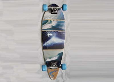 China Double Kick Longboard Canadian Maple Skateboards Deck With Heat Transfer Design for sale