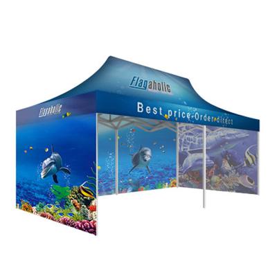 China Custom Commercial Shelter 10X20 Outdoor Display Shop Fair Canopy Tent With Back Wall for sale