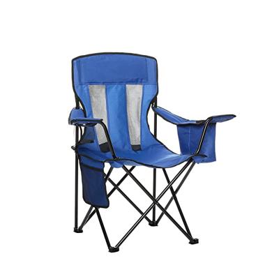 China Modern Folding Chair Outdoor Portable Camping Chair with 4-Can Cooler and Storage Side Pocket for sale