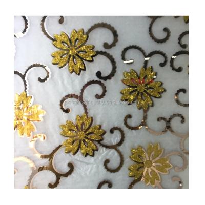 China Modern 4mm 5mm, Design 24K Art Acid Frosted Etched Glass Reflective Gold 6mm Decorative for sale