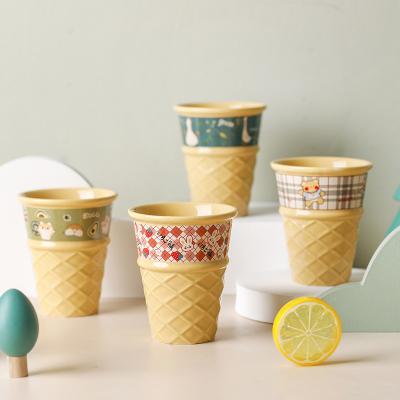 China New Arrival Summer Ceramic Viable Ice Cream Cups Cute Stackable Coffee Cups Couples Mug For Holiday Tea Milk Home Party Drinkware for sale