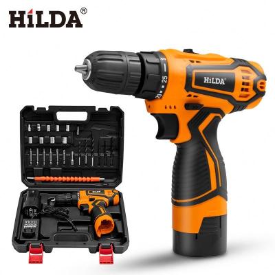 China Hilda 12v electric drill with lithium battery rechargeable two-speed electric cordless 12v D012 screwdriver for sale